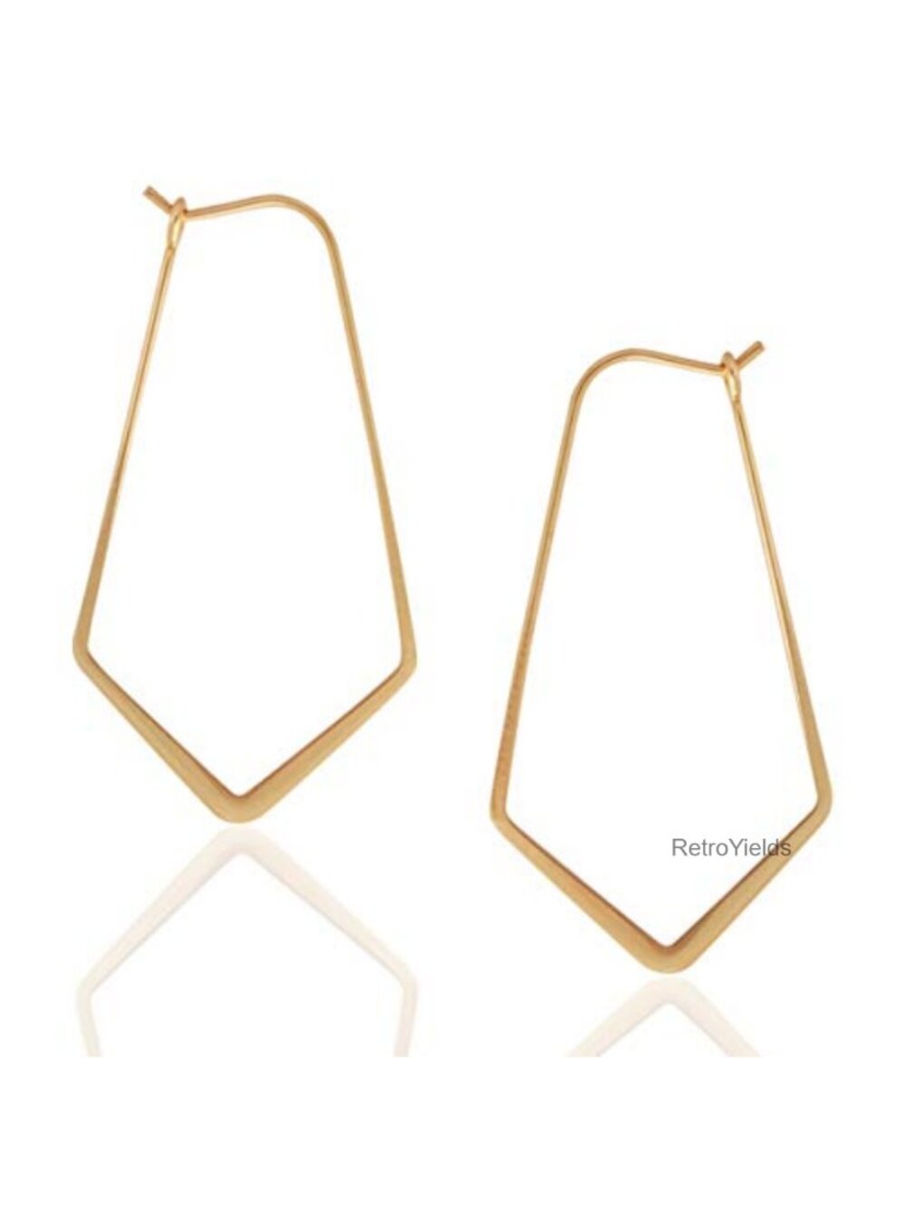 Geometric Threader Hoop Earrings for Women - Lightweight 18K Gold Plated Dangles